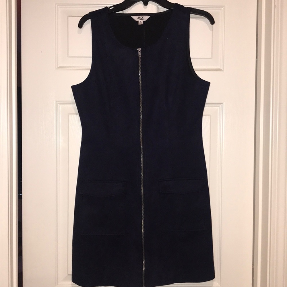 Dark Blue Zipper Dress Medium Size 8